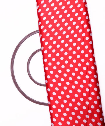 bright red print satin fabric